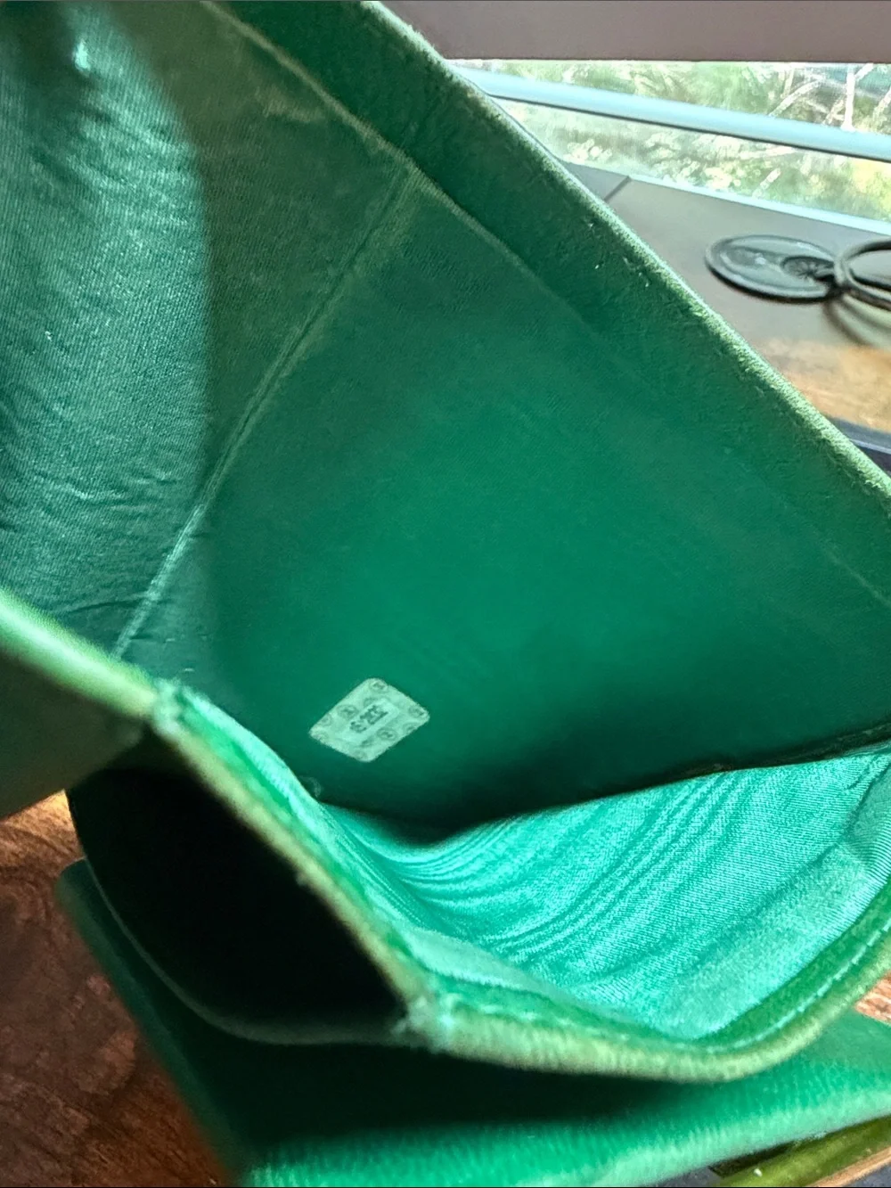 CHANEL Green Quilted CC Leather Wallet